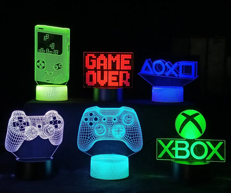 Glowing 3D gaming night lights