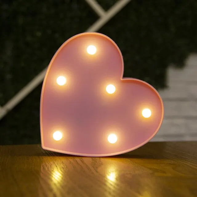 Light-Up Number & Heart Marquee Lamp